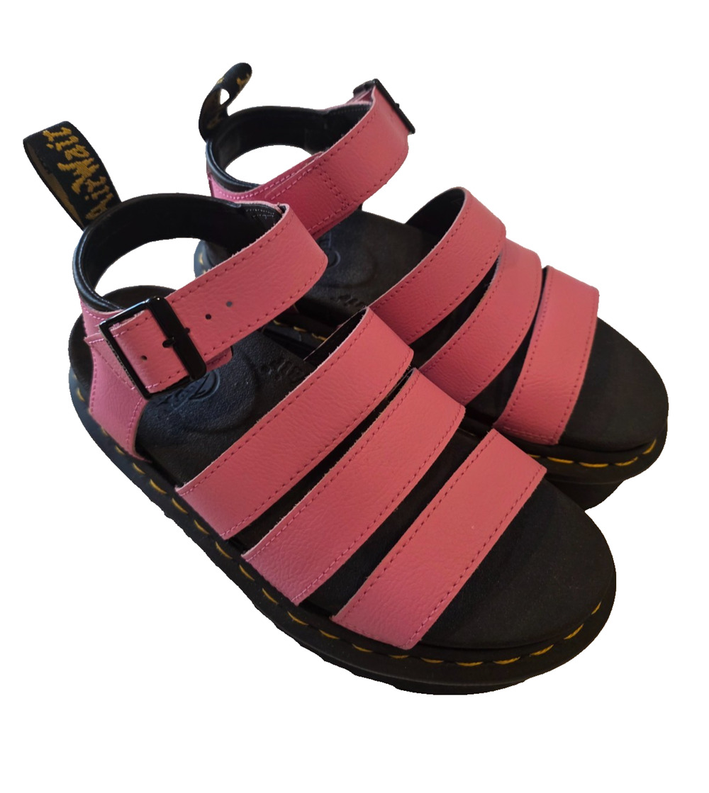 Dr Martens Blaire Quad Strap Sandals Womens 5 Pink Leather Platform Black Grunge